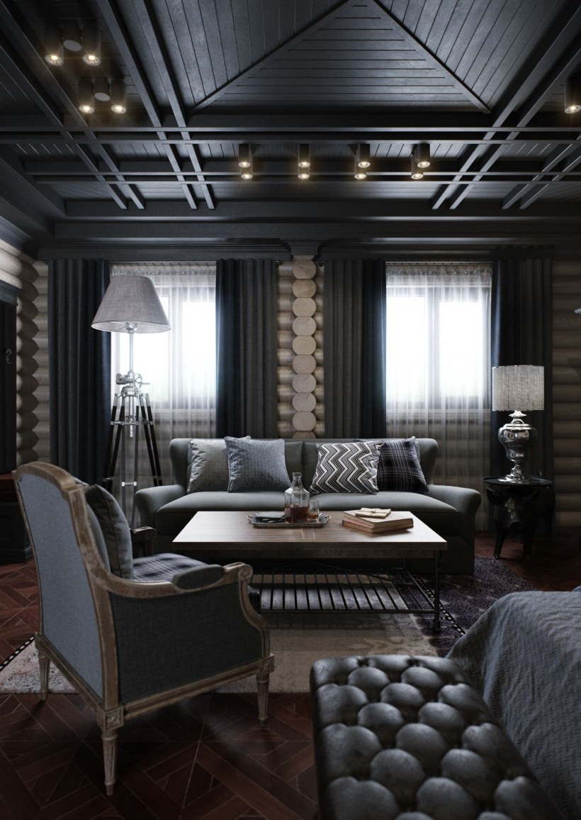 Черный потолок лофт