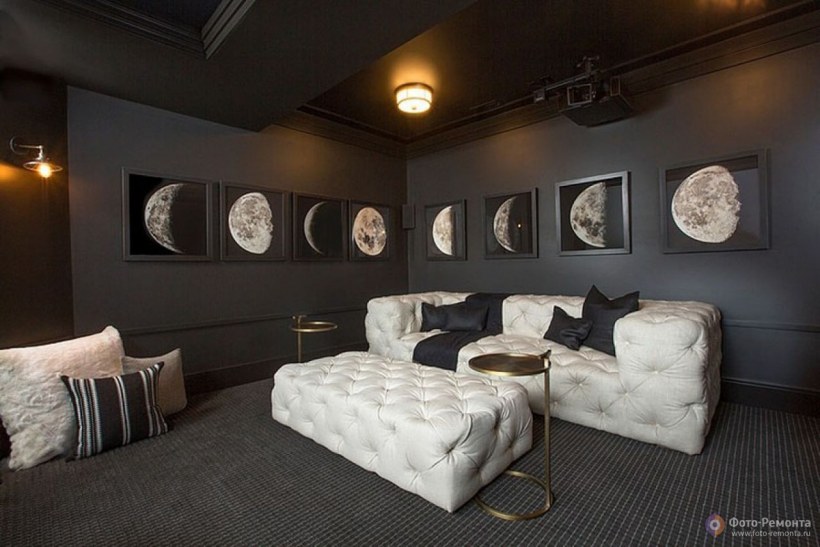 Темно синяя гостиная