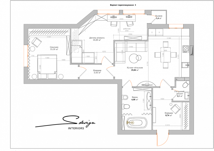Варианты перепланировки трехкомнатной квартиры