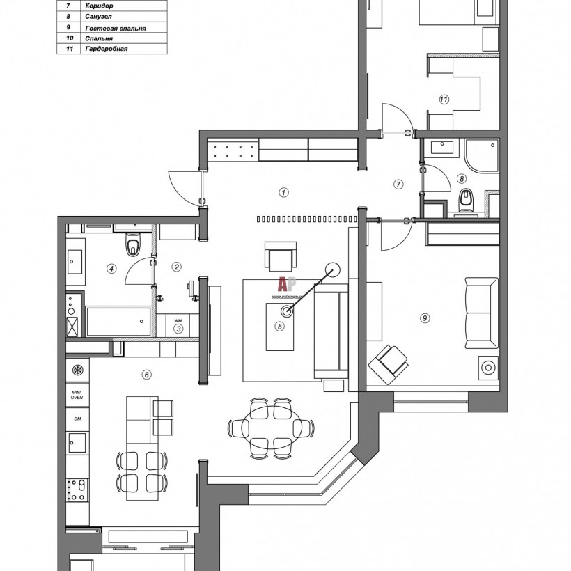 Планировка трехкомнатной квартиры 80 кв.м