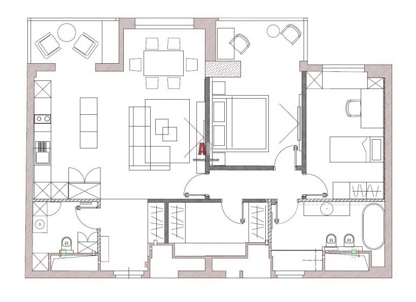 Планировка 3х комнатной квартиры чертеж