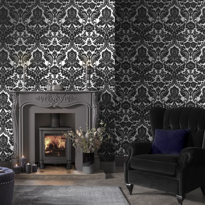 Обои Wallpaper Silver Damask
