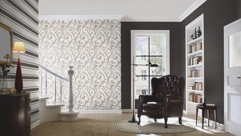 Обои в гостиную комбинированные