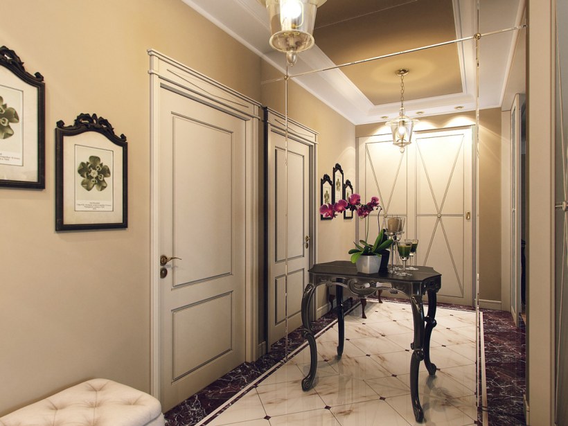 Узкая прихожая в классическом стиле