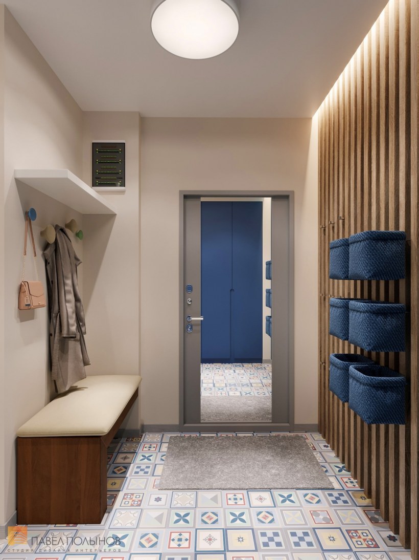 Прихожая в скандинавском стиле с длинным коридором