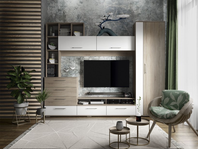 Стенка «Ненси» (дуб сонома/белый ясень)