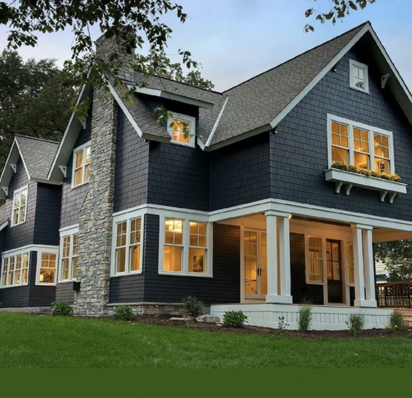 Серо голубые фасады домов