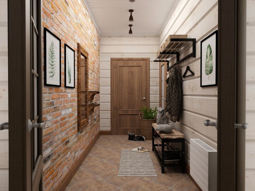 Интерьер маленького коридора в частном доме