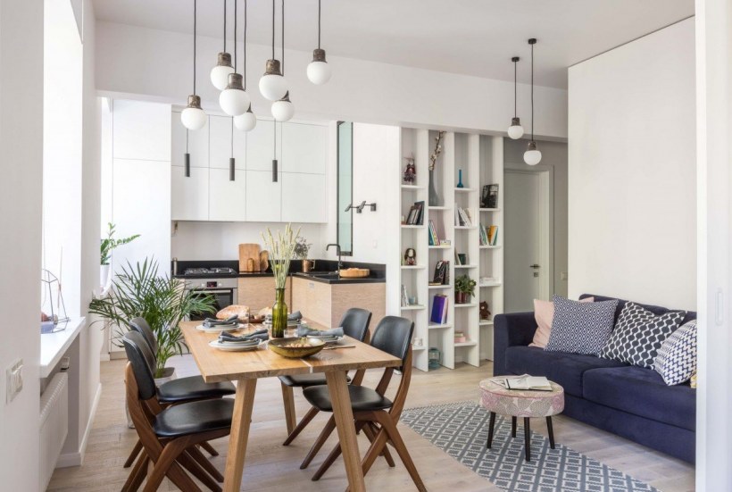 Кухня гостиная в скандинавском интерьере