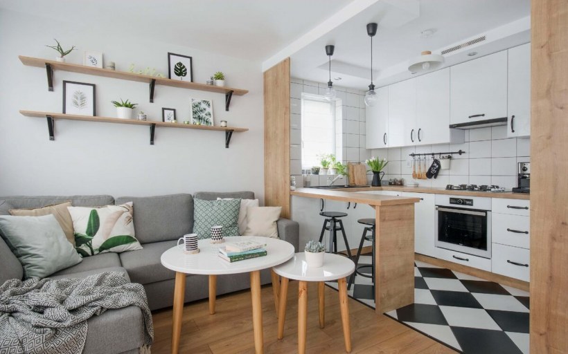 Кухня гостиная икеа 20м