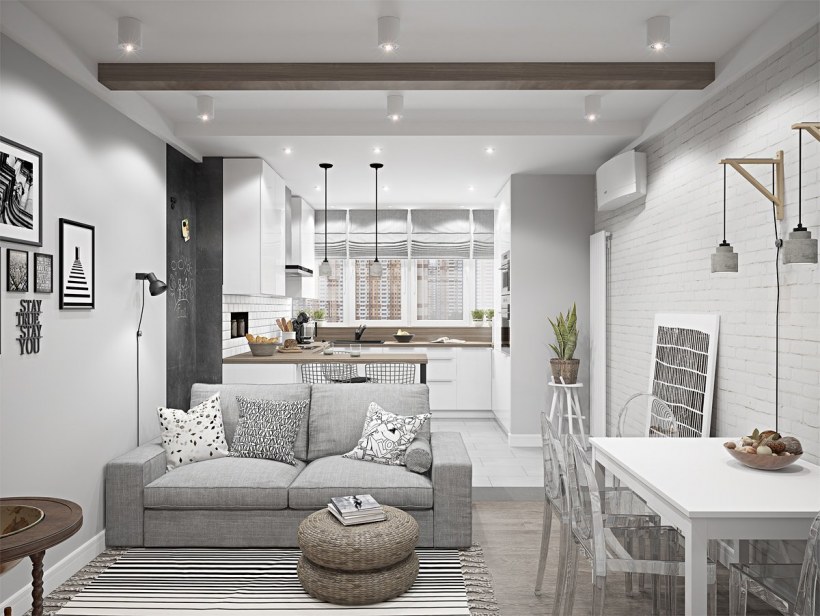 Кухня-гостиная Сканди лофт