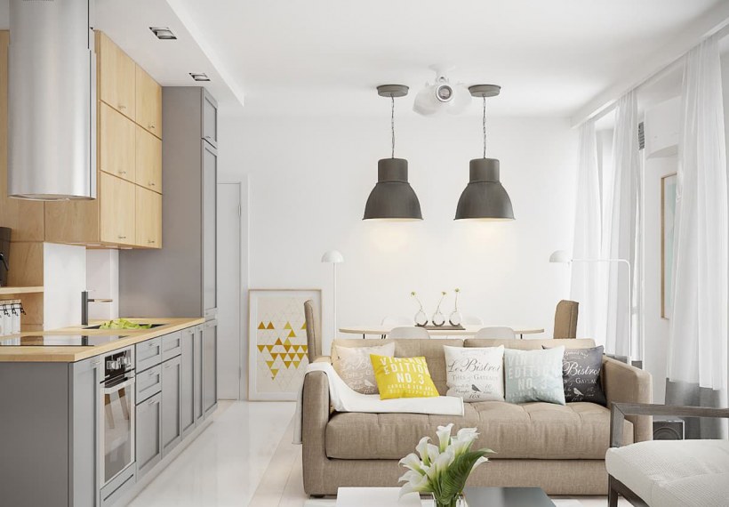 Кухня гостиная икеа 20м