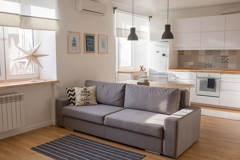 Кухня гостиная в скандинавском стиле