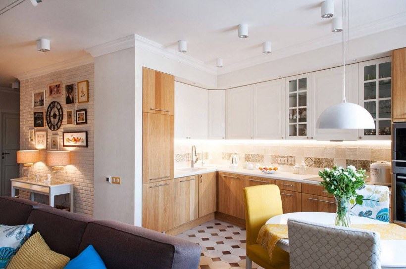 Кухня гостиная в современном скандинавском стиле