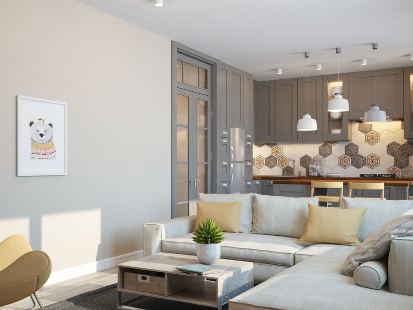 Студия 24 кв м в скандинавском стиле