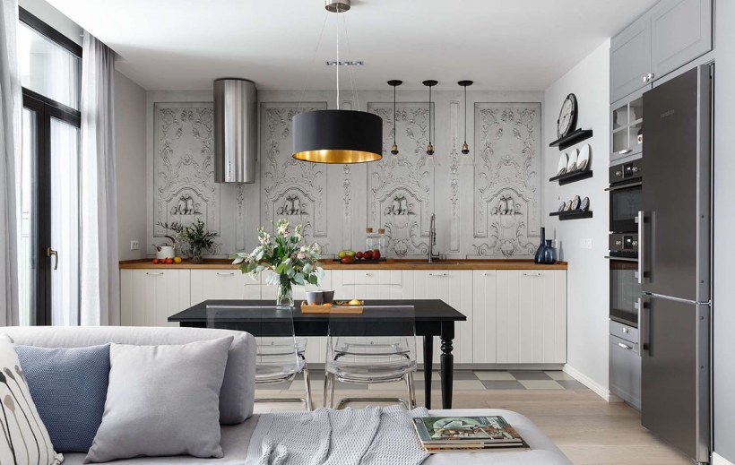 Кухня гостиная в скандинавском стиле