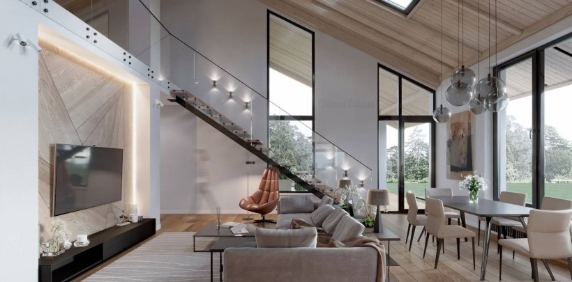 Одноэтажный дом со вторым светом интерьер