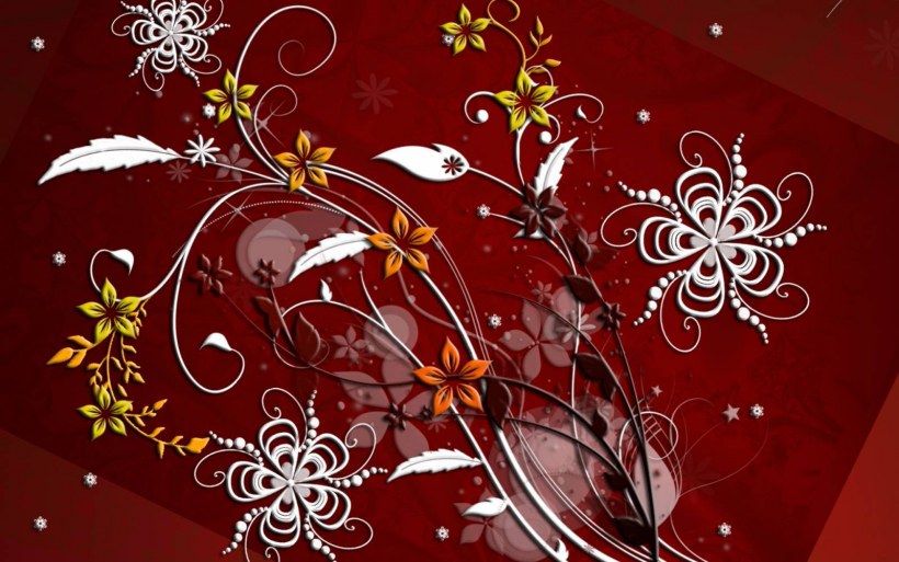 Цветы на бордовом фоне