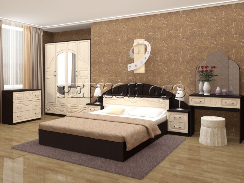 Спальный гарнитур "Александра" беленый дуб/венге