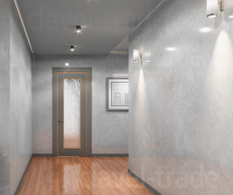 Белая декоративная штукатурка в прихожей