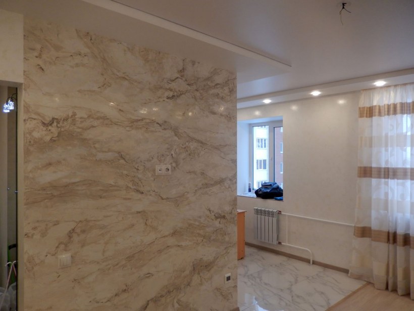 Венецианская штукатурка мрамор в кухне