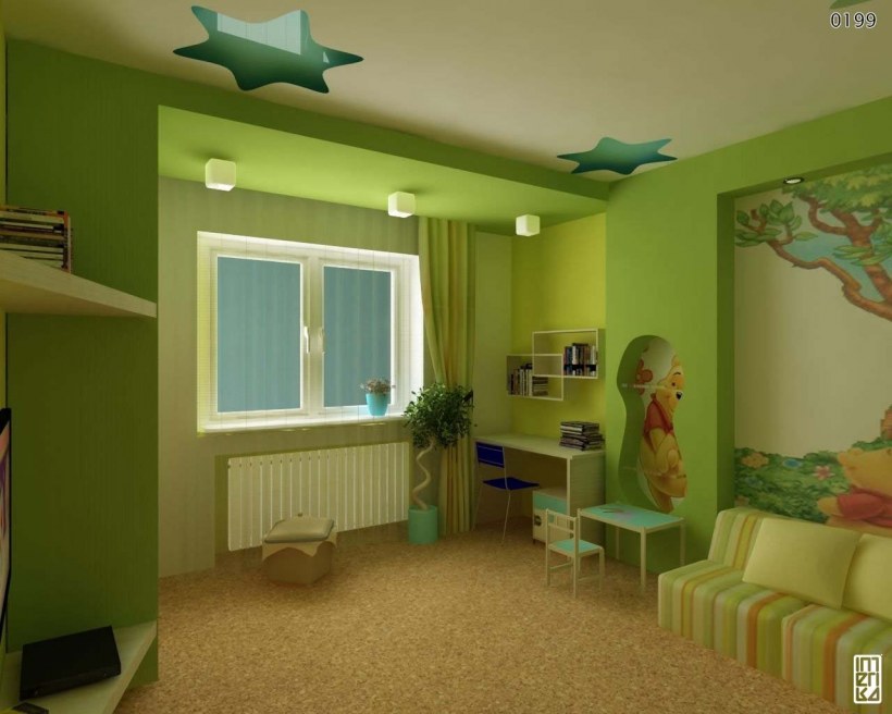 Салатовая детская комната