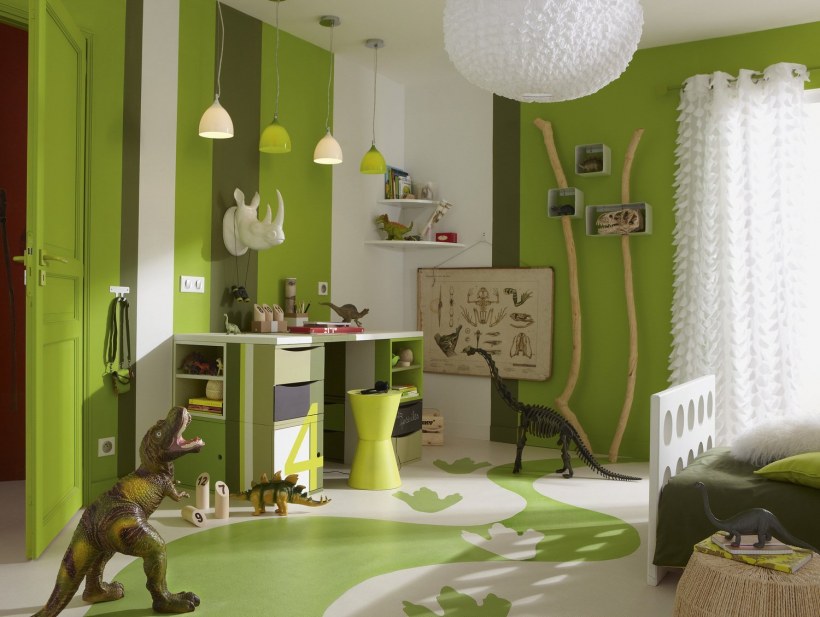 Детская комната в салатовых тонах