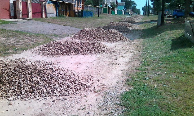 Мощение мраморной крошкой