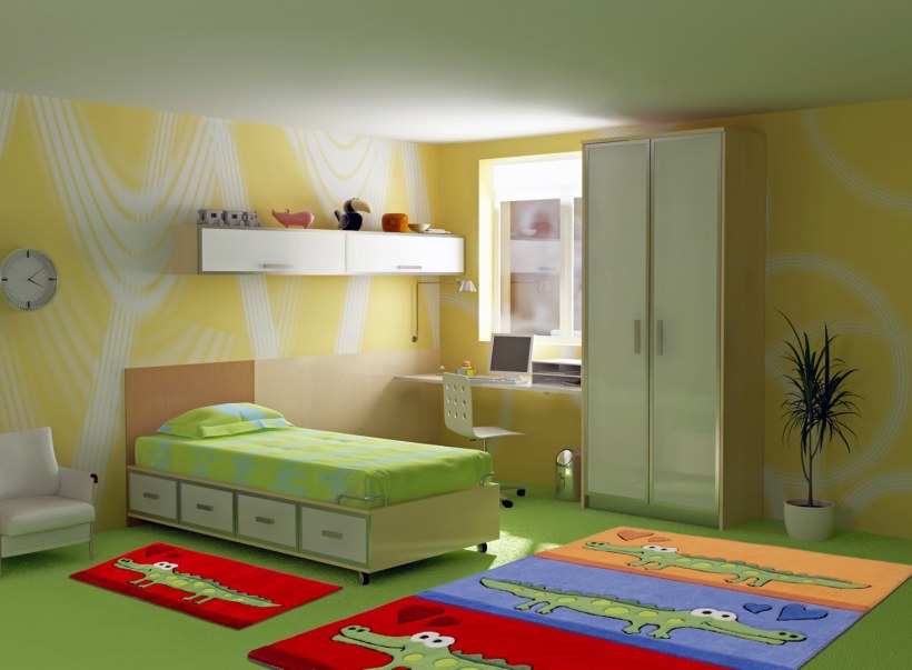 Желто зеленая детская комната