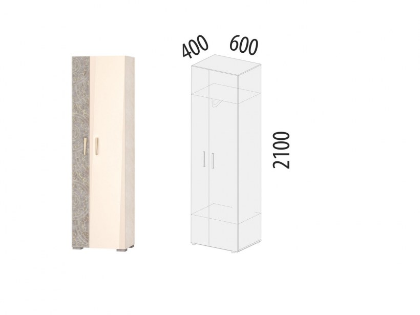 Шкаф для одежды с полками и штангой (Лев/прав) Тиффани 47.01