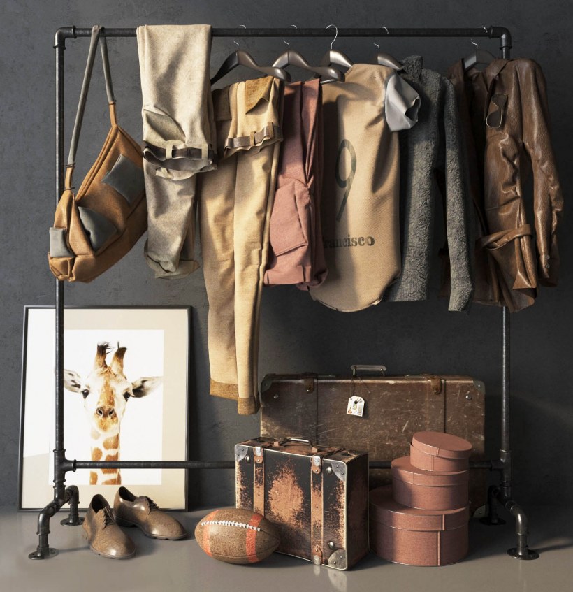 Одежда в коричневых тонах на вешалке