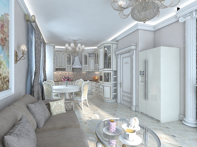 Кухня-гостиная Неоклассика и Прованс