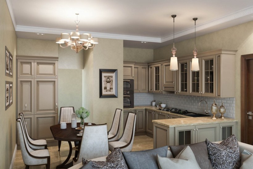 Кухня студия Неоклассика 20кв