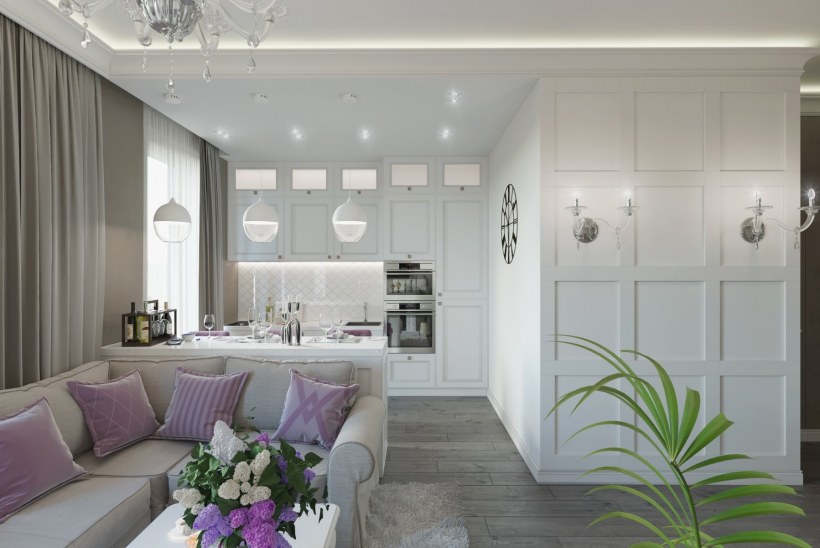 Кухня гостиная Неоклассика
