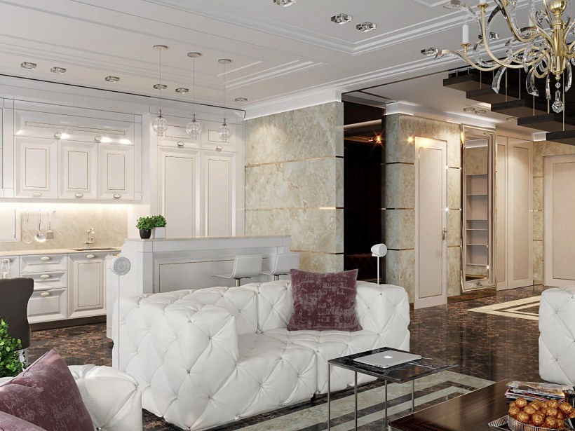 Кухня-гостиная в стиле Неоклассика