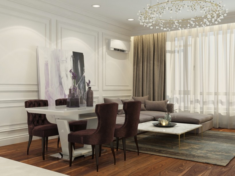 Отделка гостиной кухни в стиле Неоклассика