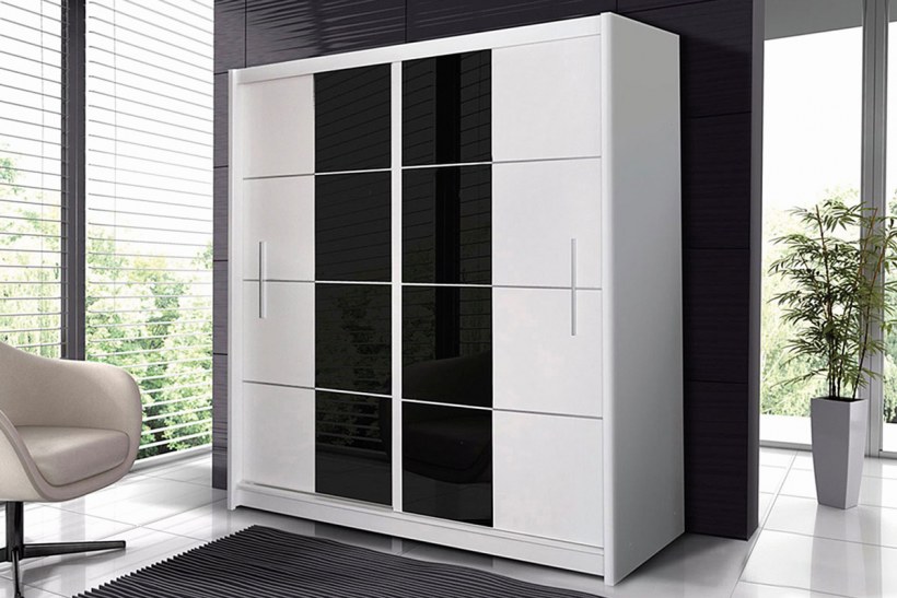 Шкаф Бруно с черным глянцем