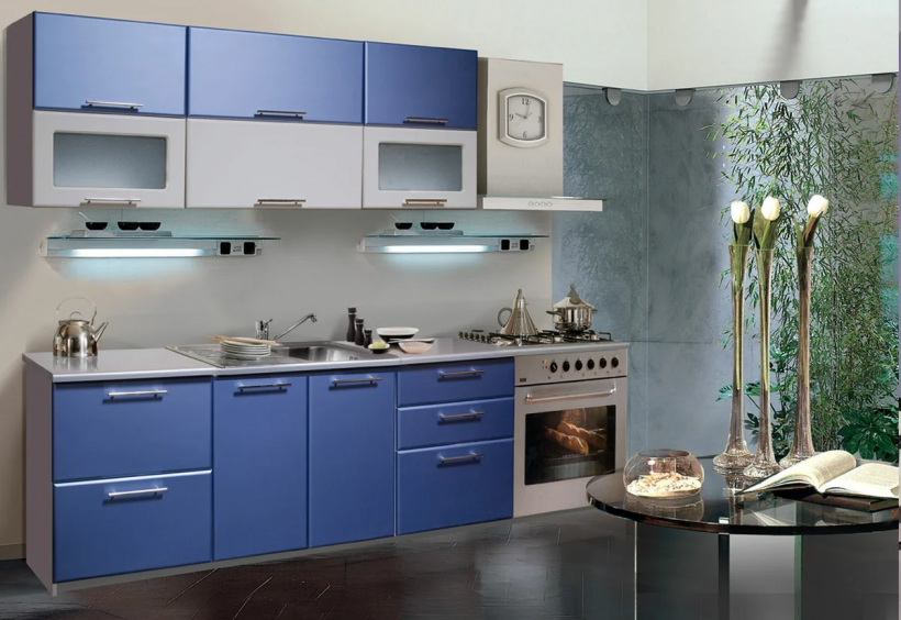 Голубой кухонный гарнитур