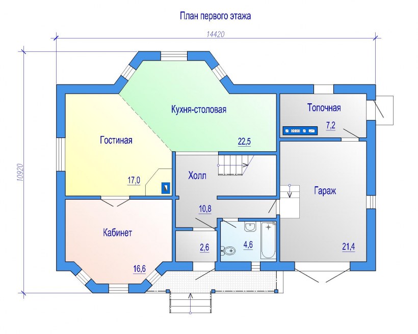 Планировка коттеджа 2 этажа с гаражом