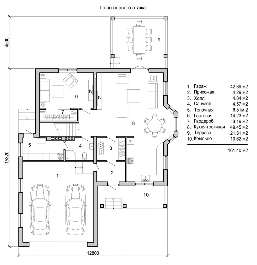 Дом с гаражом и беседкой