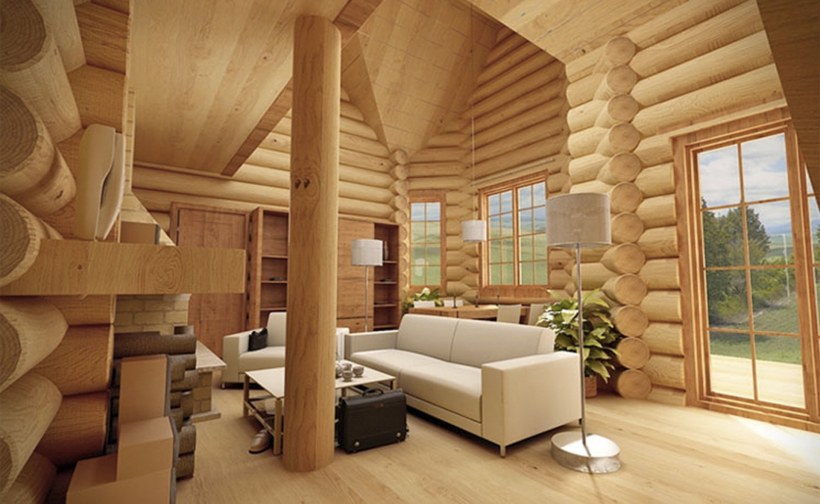 Брусовой дом внутри