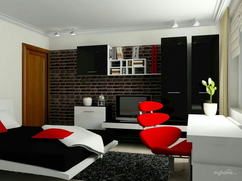 Красно белый интерьер комнаты