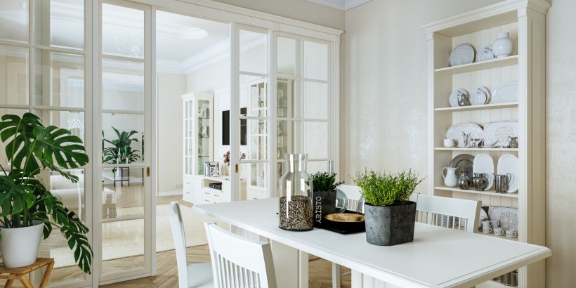 Кухня гостиная Неоклассика Скандинавия