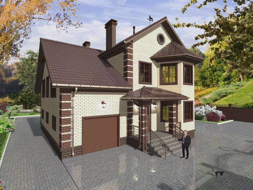 Двухэтажный домик с гаражом