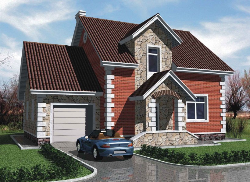 Кирпичный дом с гаражом