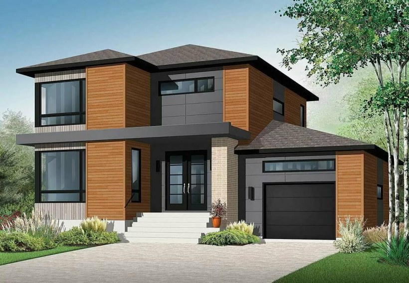 Фасады двухэтажных домов с гаражом