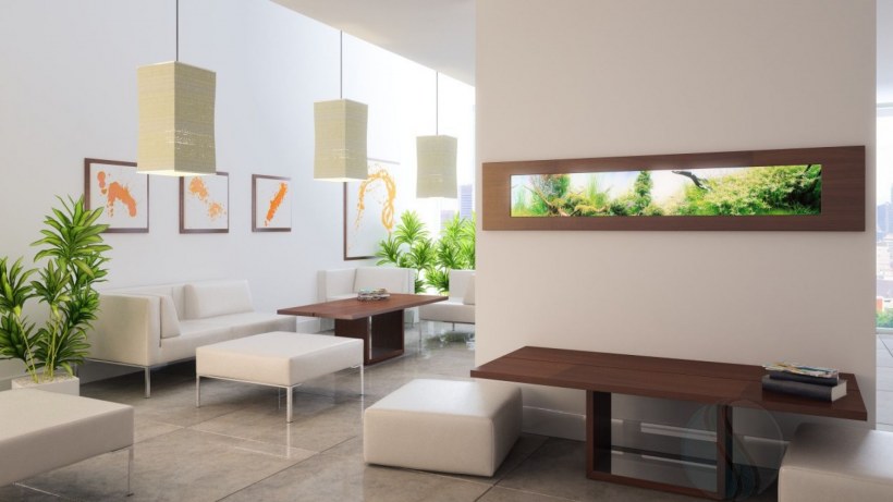 Стенка с аквариумом и телевизором