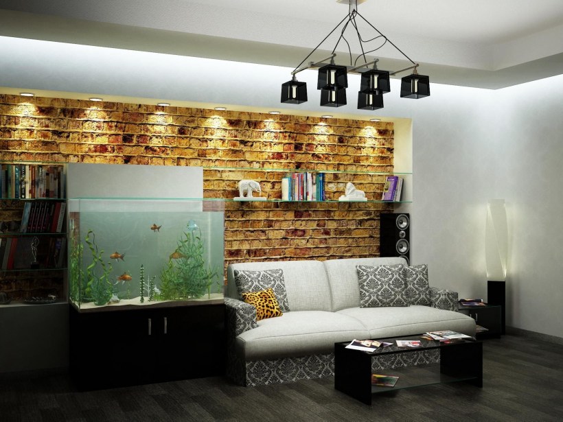 Стенка в гостиную с аквариумом