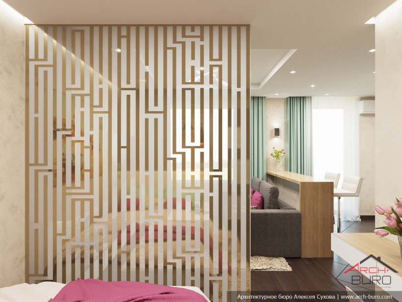 Деревянные рейки на стене в квартире