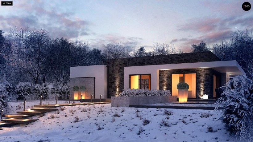 Квадратный дом с плоской крышей